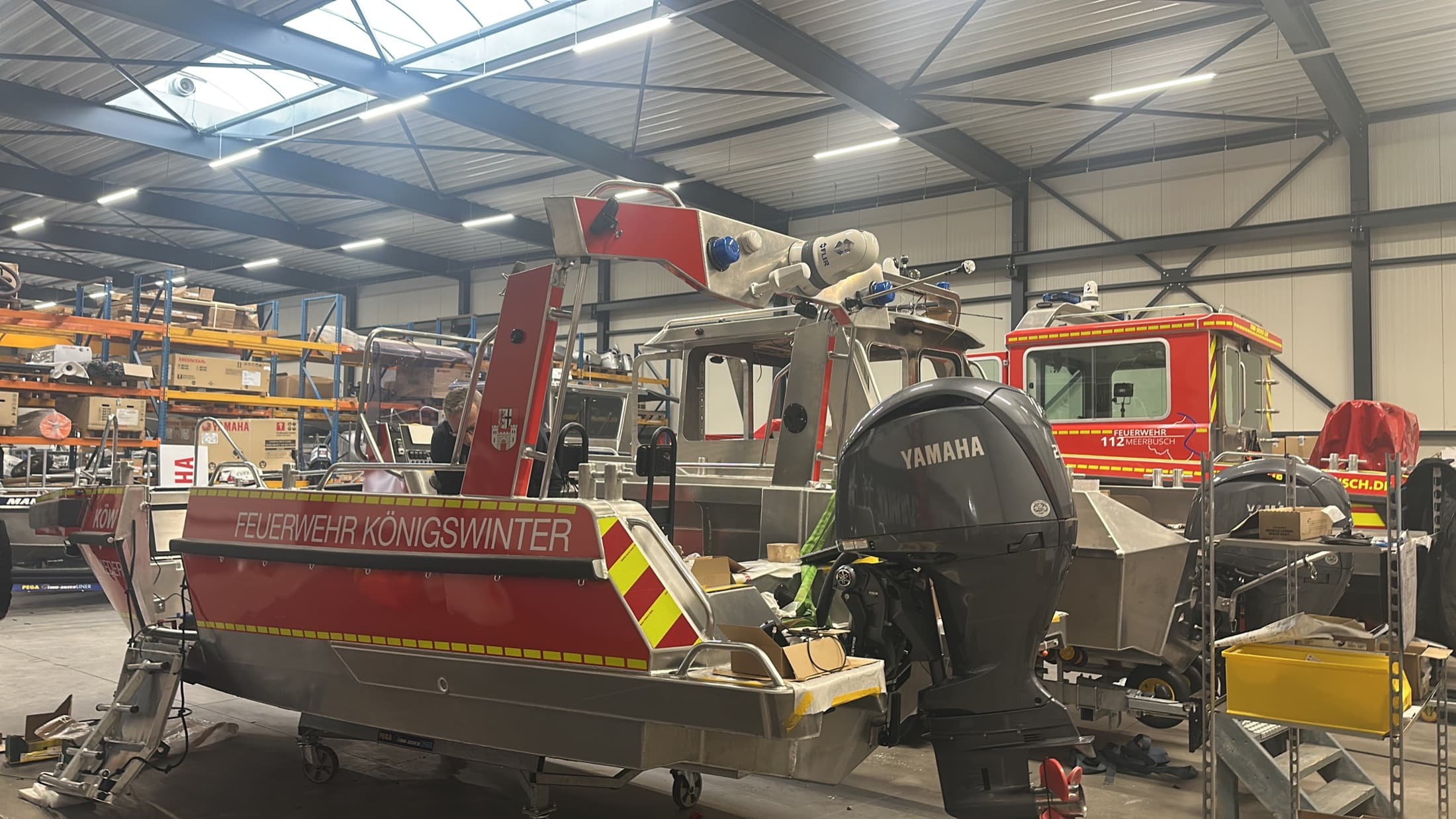 Feuerwehr Königswinter fire rescue boat in the workshop